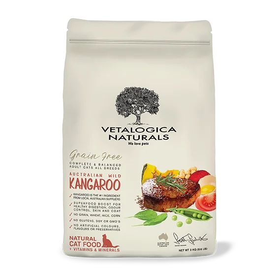    - Chicken flavor cat food  Vetalogica Naturals Grain Free Kangaroo Adult Cat Food