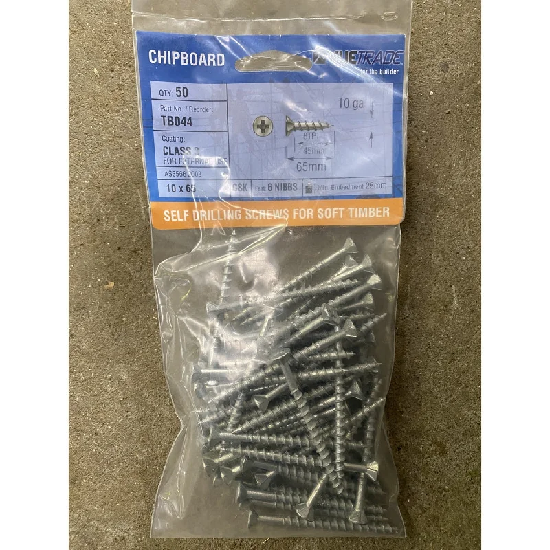 Pet ProductsChipboard Screws Class3 10G - 8x65 Bag of 50