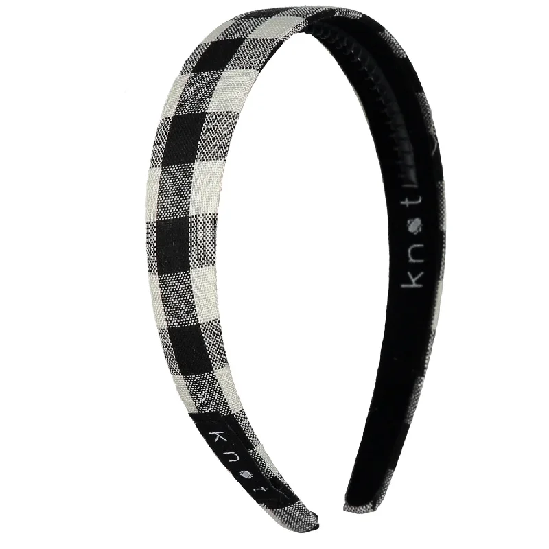 - ​​Christmas pet Christmas clothingKnot Hairbands Gingham Headband // Black Print