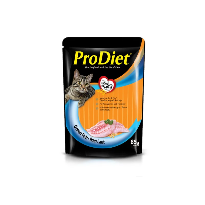    - Indoor cat food  ProDiet Pouch Cat Food Ocean Fish 85g