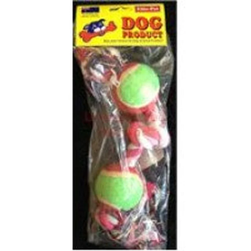 ---Rope Knot Bone W/2 Tennis Balls Toy