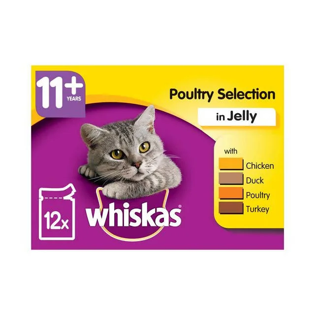    - Recommended online stores for cat food  Whiskas Senior Wet Cat Food Pouches Poultry in Jelly 12 x 100g