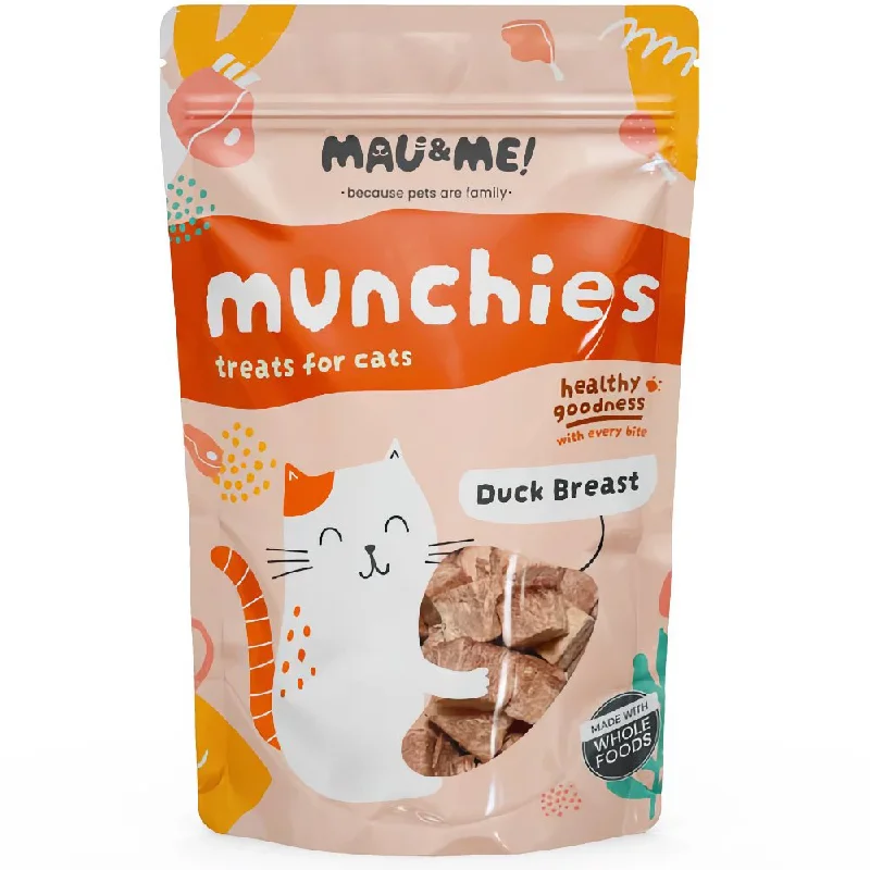  . **Brand-Related**  Mau&Me Munchies Duck Cubes Freeze-Dried Grain-Free Cat Treats 40g