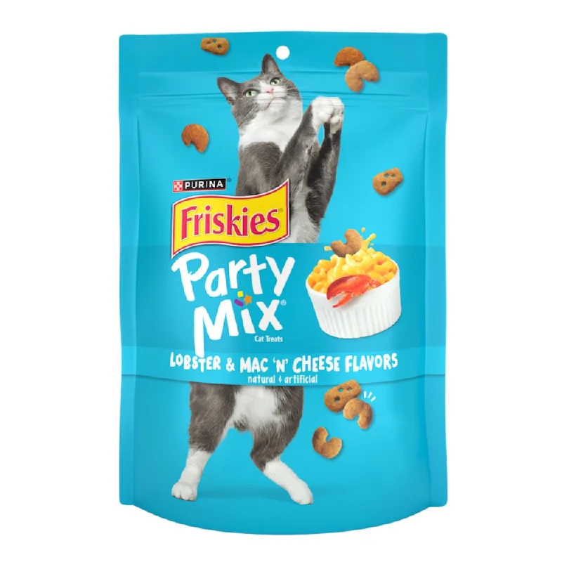    - Hairball control cat food  15% OFF: Friskies Party Mix Lobster & Mac ‘N’ Cheese Cat Treats 60g